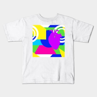 80s neon color block heart Kids T-Shirt